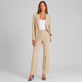 Tailleur femme blazer à revers cranté et pantalon droit