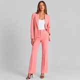 Tailleur femme blazer à revers cranté et pantalon droit