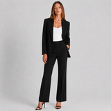 Tailleur femme blazer à revers cranté et pantalon droit