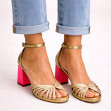 Sandales à Talons Carrés à Brides Tressées