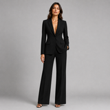 Ensemble femme blazer ajusté et pantalon large