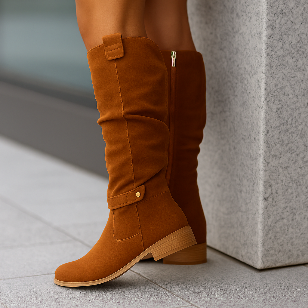 Bottes Hautes Suédine Talon Élégance Féminine