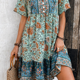 Robe Courte Imprimée à Col V