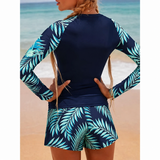 Ensemble de Bain Femme Manches Longues et Short Fleuri