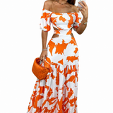 Robe Longue Femme Fleurie à Épaules Dénudées