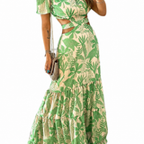 Robe Longue Femme Fleurie à Épaules Dénudées