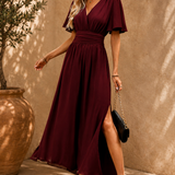 Robe Femme Longue Élégante Fendue Taille Haute