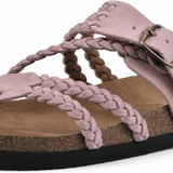 Sandales femme tressées à boucle et entre-doigt