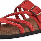 Sandales femme tressées à boucle et entre-doigt