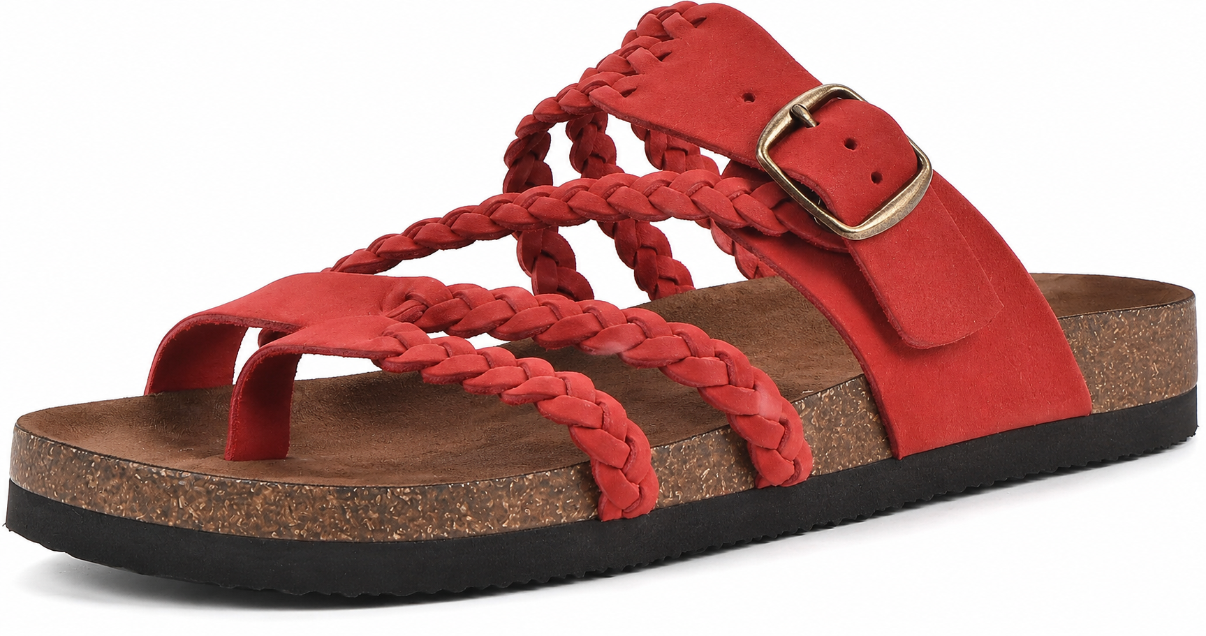 Sandales femme tressées à boucle et entre-doigt
