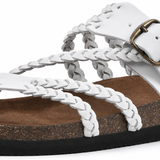 Sandales femme tressées à boucle et entre-doigt