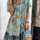 Robe Courte Imprimée à Manches Longues