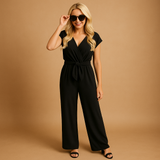 Combinaison Femme Élégante Croisée – Combinaison Pantalon Large