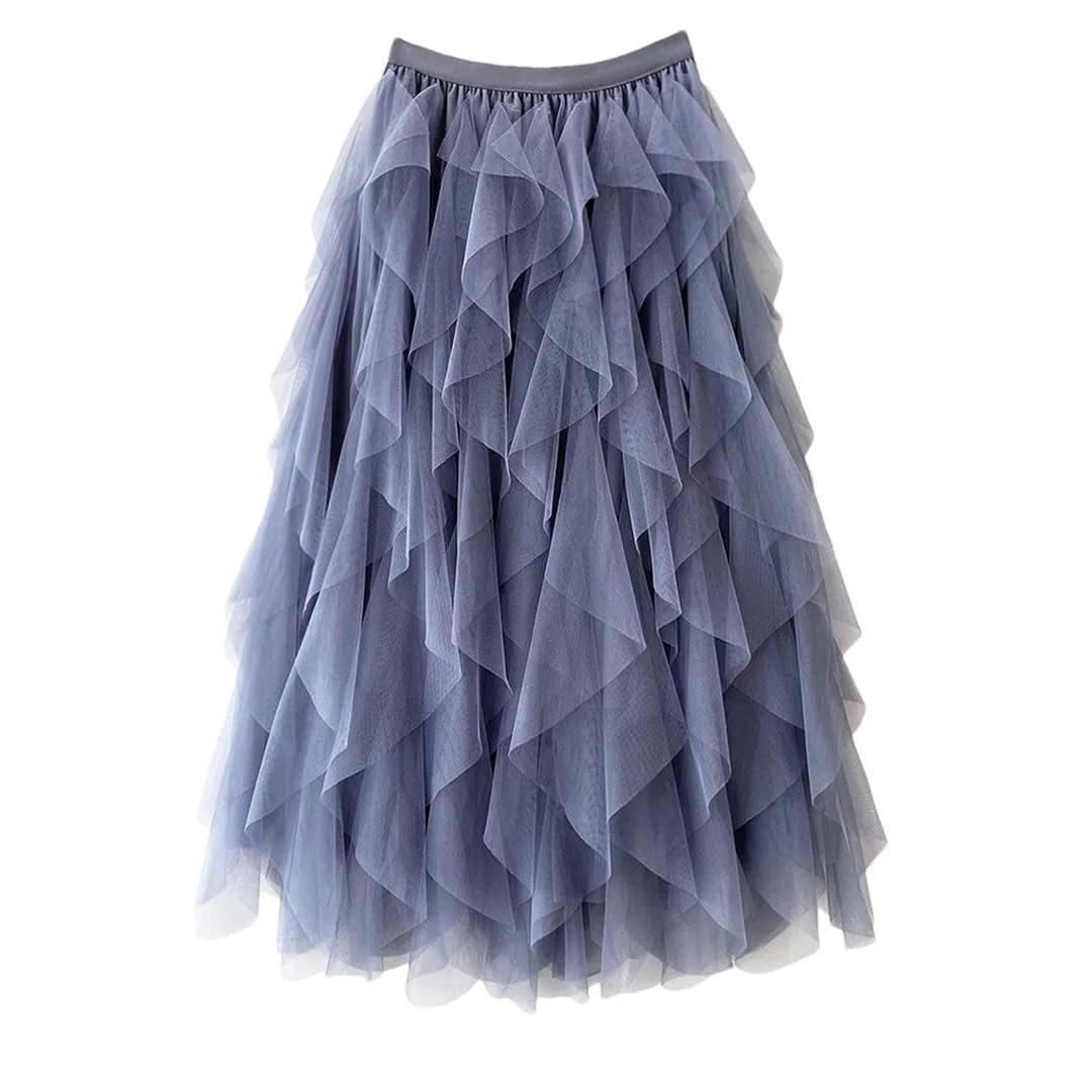 Jupe Longue Femme en Tulle Plissé