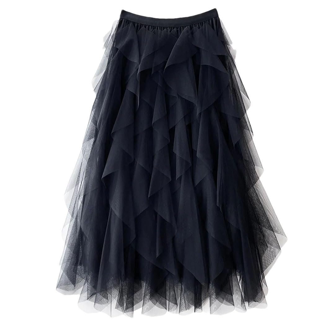 Jupe Longue Femme en Tulle Plissé