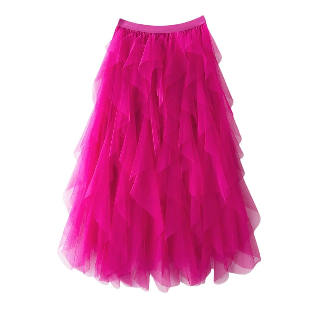 Jupe Longue Femme en Tulle Plissé