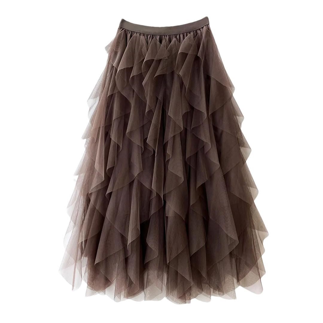 Jupe Longue Femme en Tulle Plissé