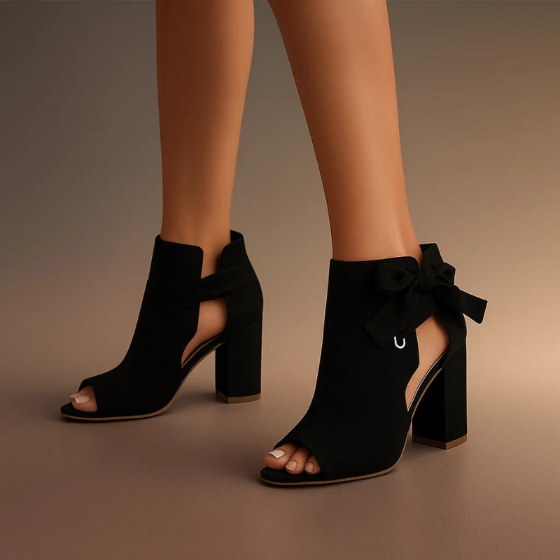 Bottines à Talon Ouvertes à Nœud