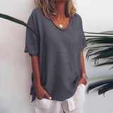 T-shirt Uni à Col V Ample