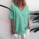 T-shirt Uni à Col V Ample
