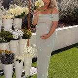 Robe Longue Maternité à Épaules Dénudées