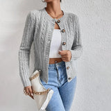 Strik Cardigan Med Strukturmønster Elegant Komfort Stil