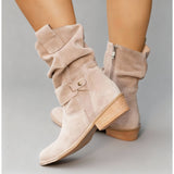 Bottines Froncées à Talon Bloc