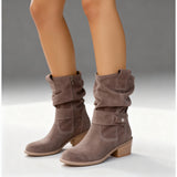 Bottines Froncées à Talon Bloc