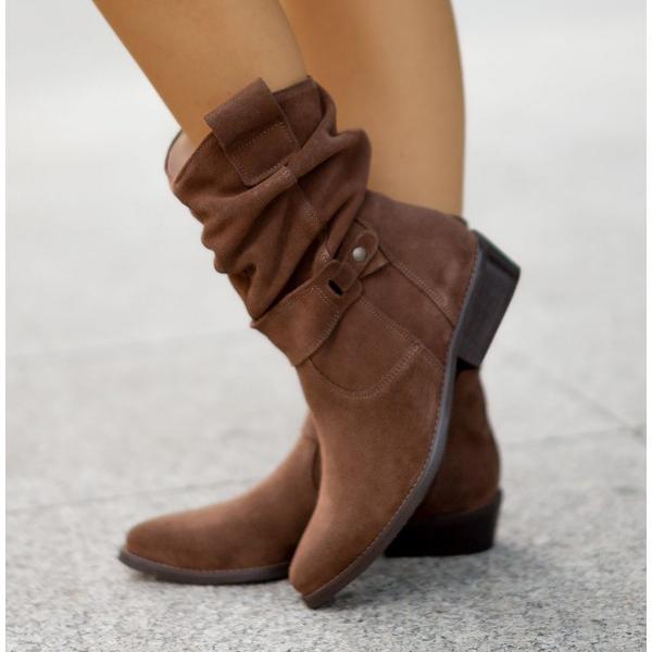 Bottines Froncées à Talon Bloc