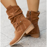 Bottines Froncées à Talon Bloc