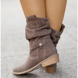 Bottines Froncées à Talon Bloc