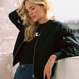 Blouson bomber femme léger à fermeture zippée