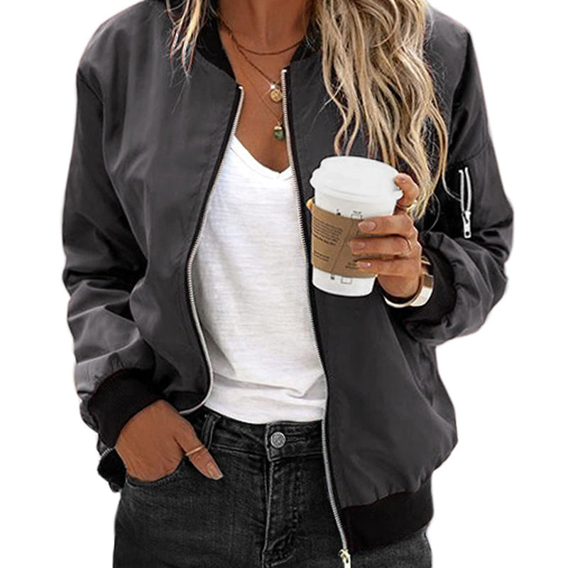 Blouson bomber femme léger à fermeture zippée