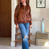Blouson bomber femme léger à fermeture zippée