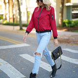 Blouson bomber femme léger à fermeture zippée