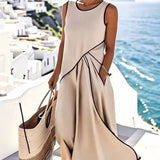 Robe Longue Sans Manches à Contrastes