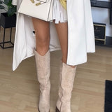 Bottes Hautes Suédées Élégantes Talon Confort Style Chic