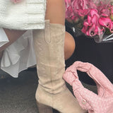 Bottes Hautes Suédées Élégantes Talon Confort Style Chic