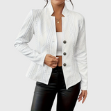 Blazer ajusté en maille à col montant boutonné