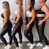 Legging Taille Haute Effet Cuir Sculptant Confortable