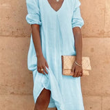 Robe Femme Décontractée Col V Poches