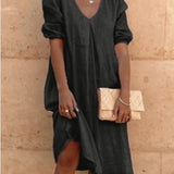 Robe Femme Ample Col V – Robe Décontractée Été