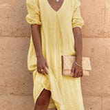 Robe Femme Ample Col V – Robe Décontractée Été