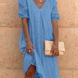 Robe Femme Ample Col V – Robe Décontractée Été