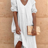 Robe Femme Ample Col V – Robe Décontractée Été