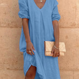 Robe Femme Ample Col V – Robe Décontractée Été