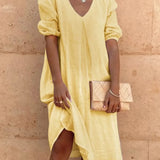 Robe Femme Ample Col V – Robe Décontractée Été