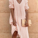 Robe Femme Ample Col V – Robe Décontractée Été