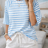 T-shirt Femme Rayé à Manches Courtes