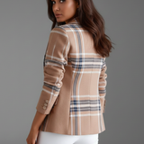 Blazer femme ajusté texturé à revers, sans fermeture